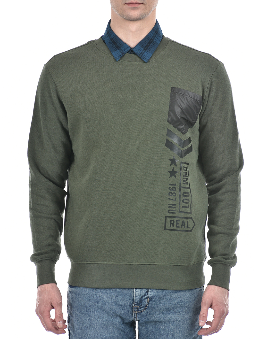 Numero Uno Men Abstract Green Sweat Shirt